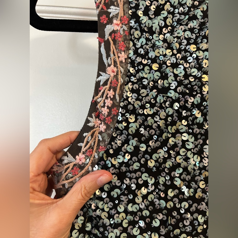 🪩NWT Anthropologie Astronomy Sequin Dress by Varun Bahl Embroidered Top Size 4 - Picture 9 of 13